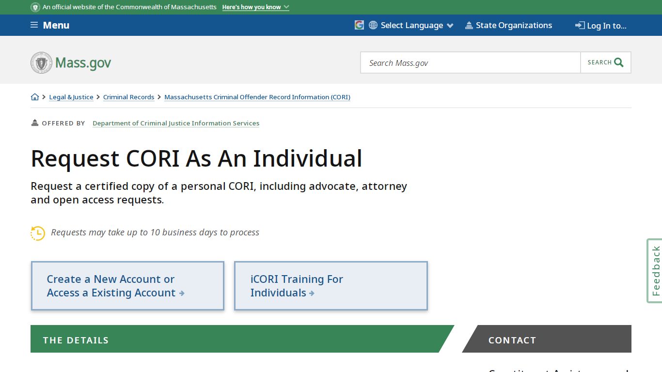 Request CORI As An Individual | Mass.gov